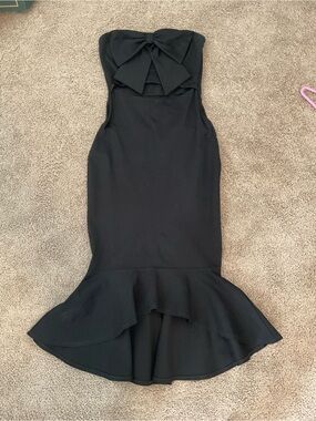 Strapless Black Mermaid Dress with Bow
